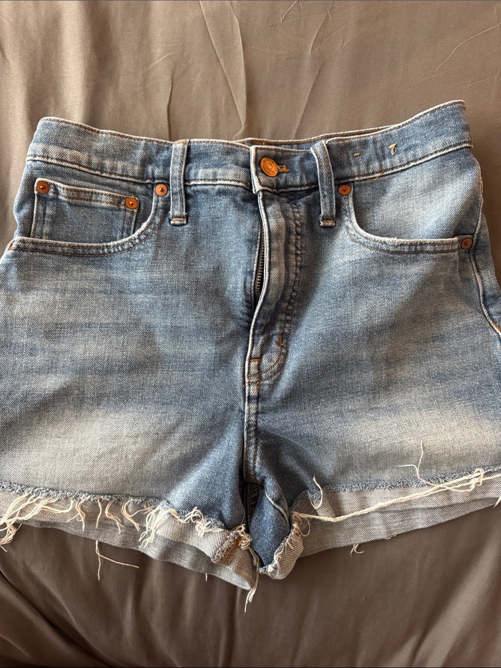 Madewell Light Blue Distressed Denim Cutoff Shorts